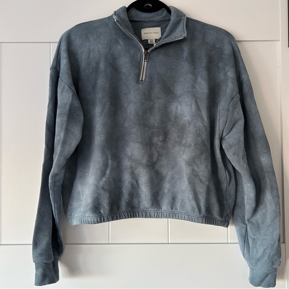 American Eagle Cropped Quarter Zip Sweater - Picture 1 of 4